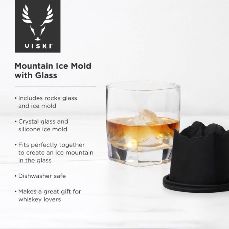 Viski® Glacier Mountain Ice Mold Rocks Glass Set 6