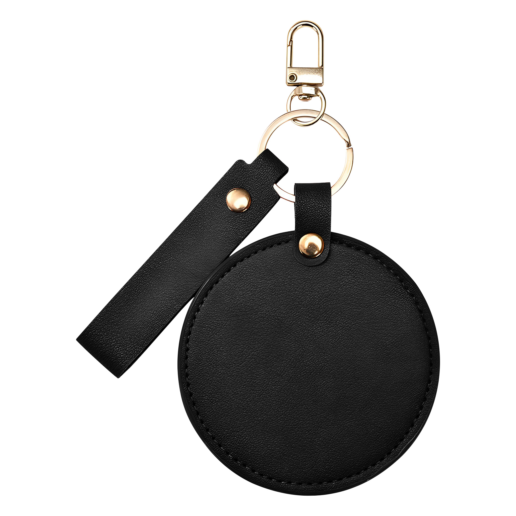 Compact Round Leather Makeup Mirror Keychains 9