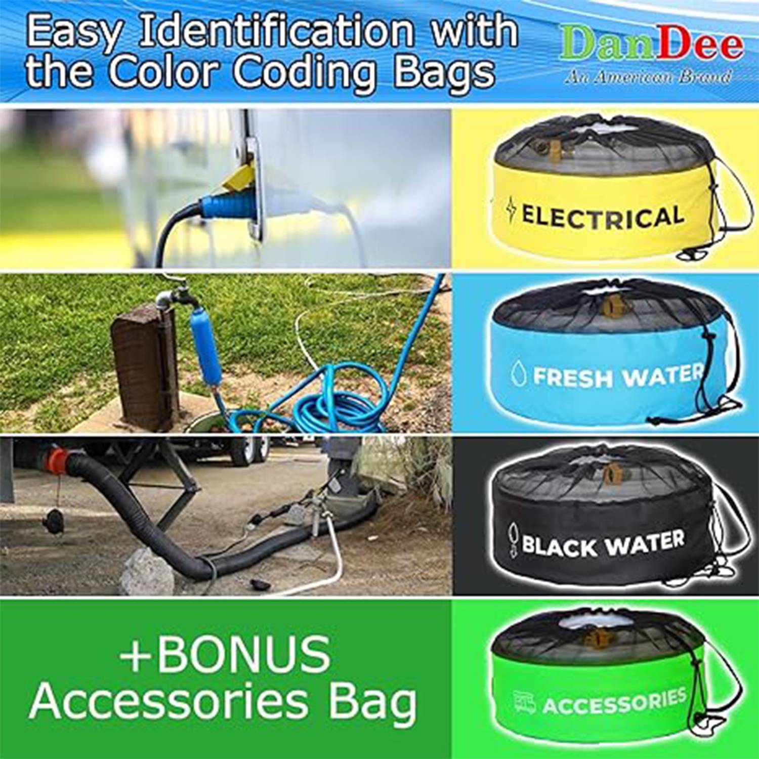 RV Hose And Wire Storage Bag Set 4
