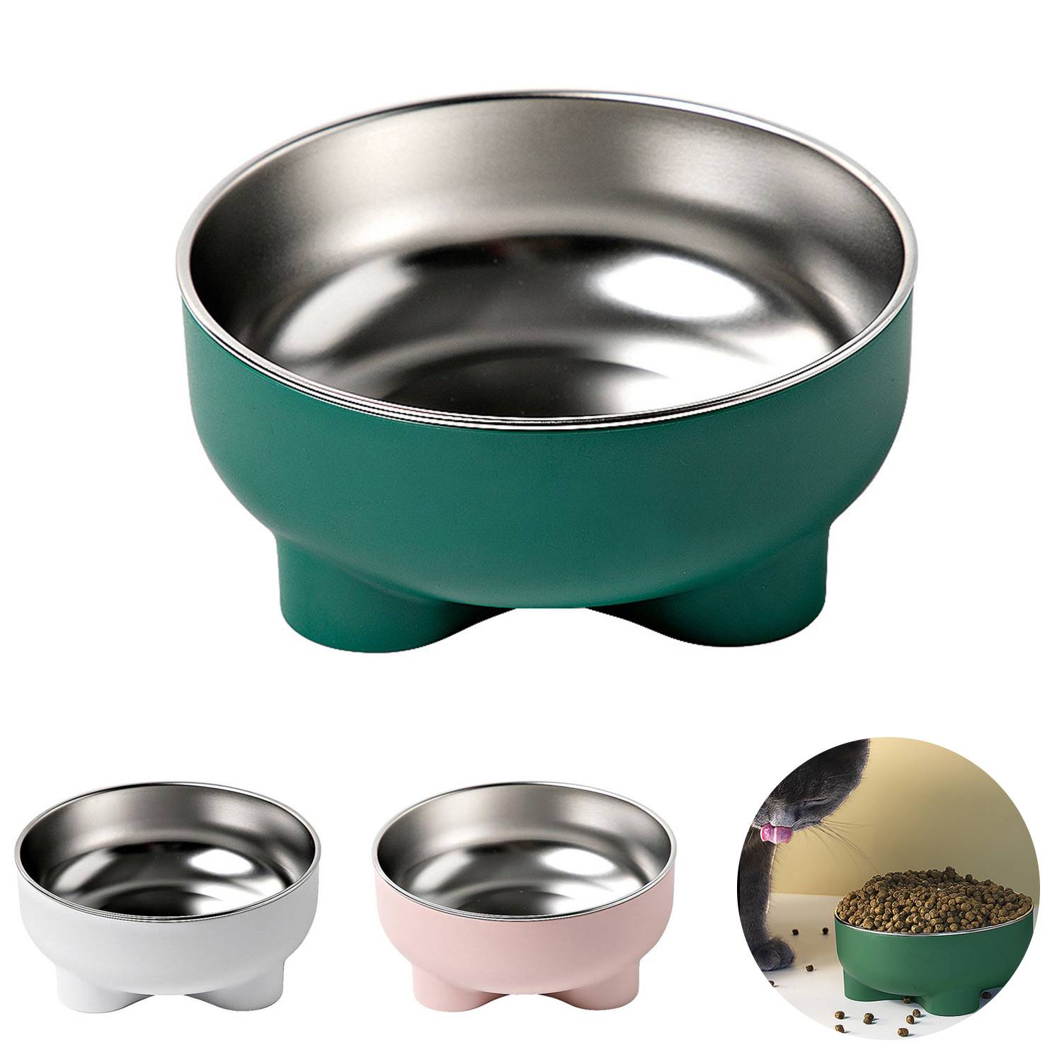 Removable Stainless Steel Pet Bowl Food Water Dish 3