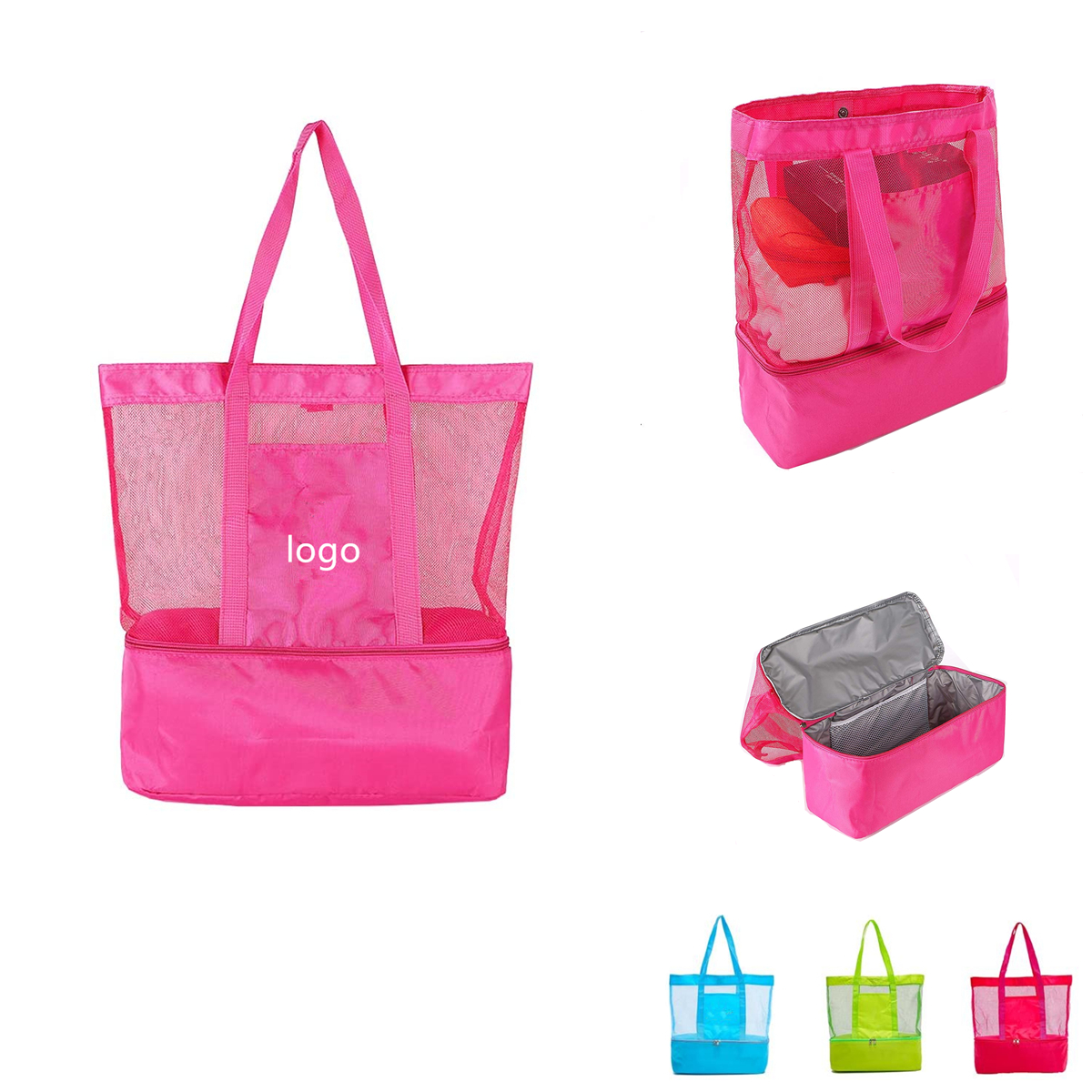 Mesh Tote Insulated Cooler Beach Bag 2