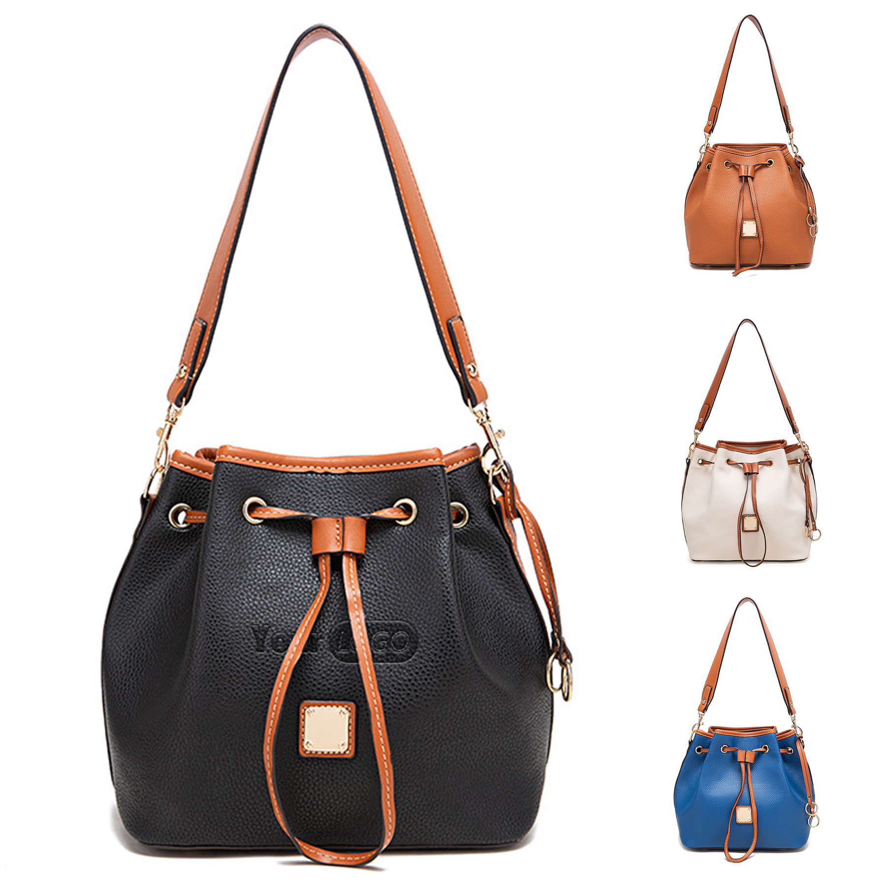 PU Large capacity cross-body bucket bag 9