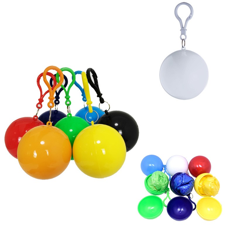 Portable Disposable Raincoat Ball with Keychain 2