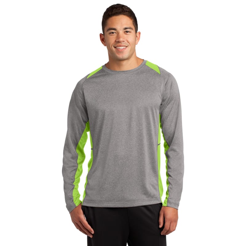 Sport-Tek Long Sleeve Heather Colorblock Contender Tee. 51