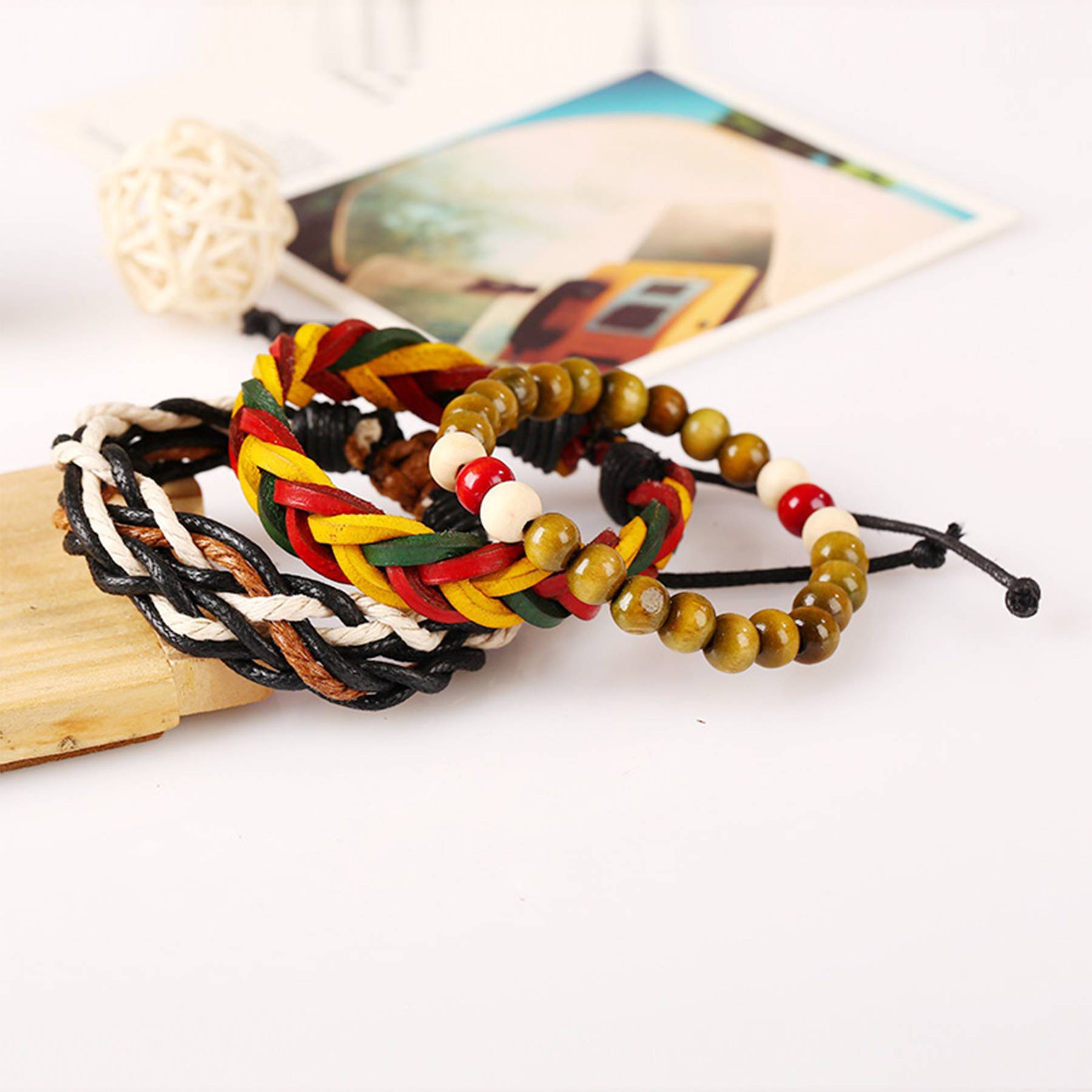 Jute Knitted hip-hop bracelet for men 3