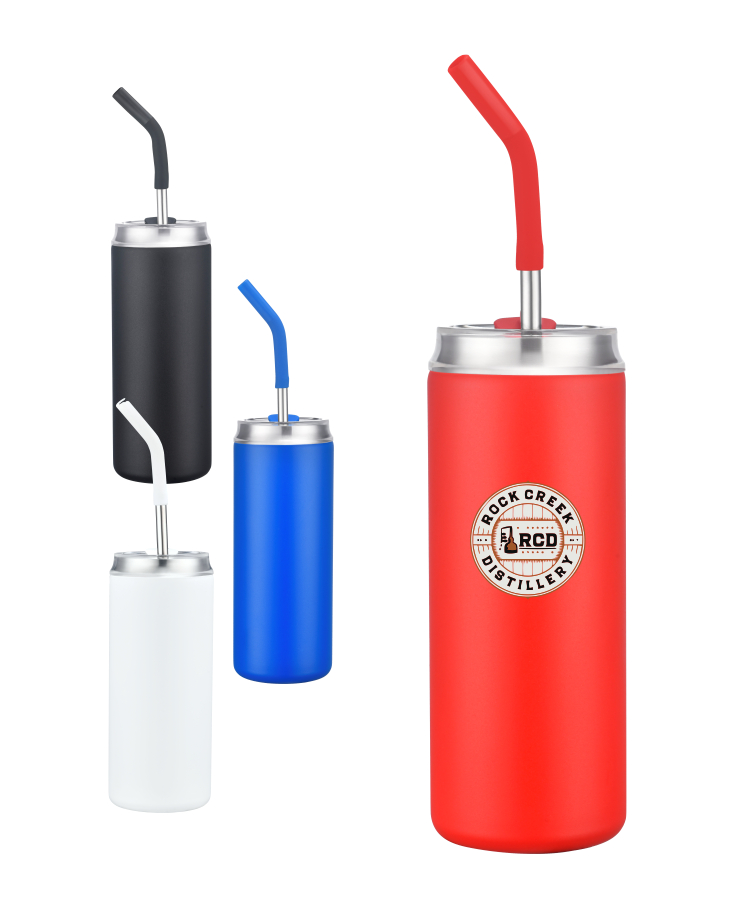 Union Printed - 20 oz Vacuum Tumbler Can w/ Straw - Full Color 1