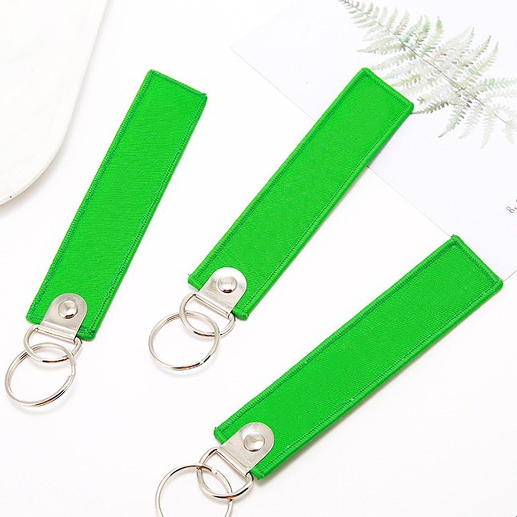Custom Logo Embroidery Woven Key Chain Motorcycle Key Tag 2
