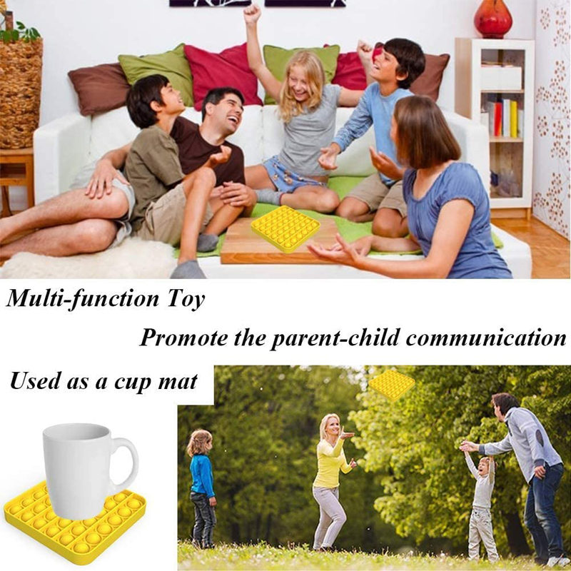 Square Pure Color Push Pop Bubble Fidget Sensory Toy 9