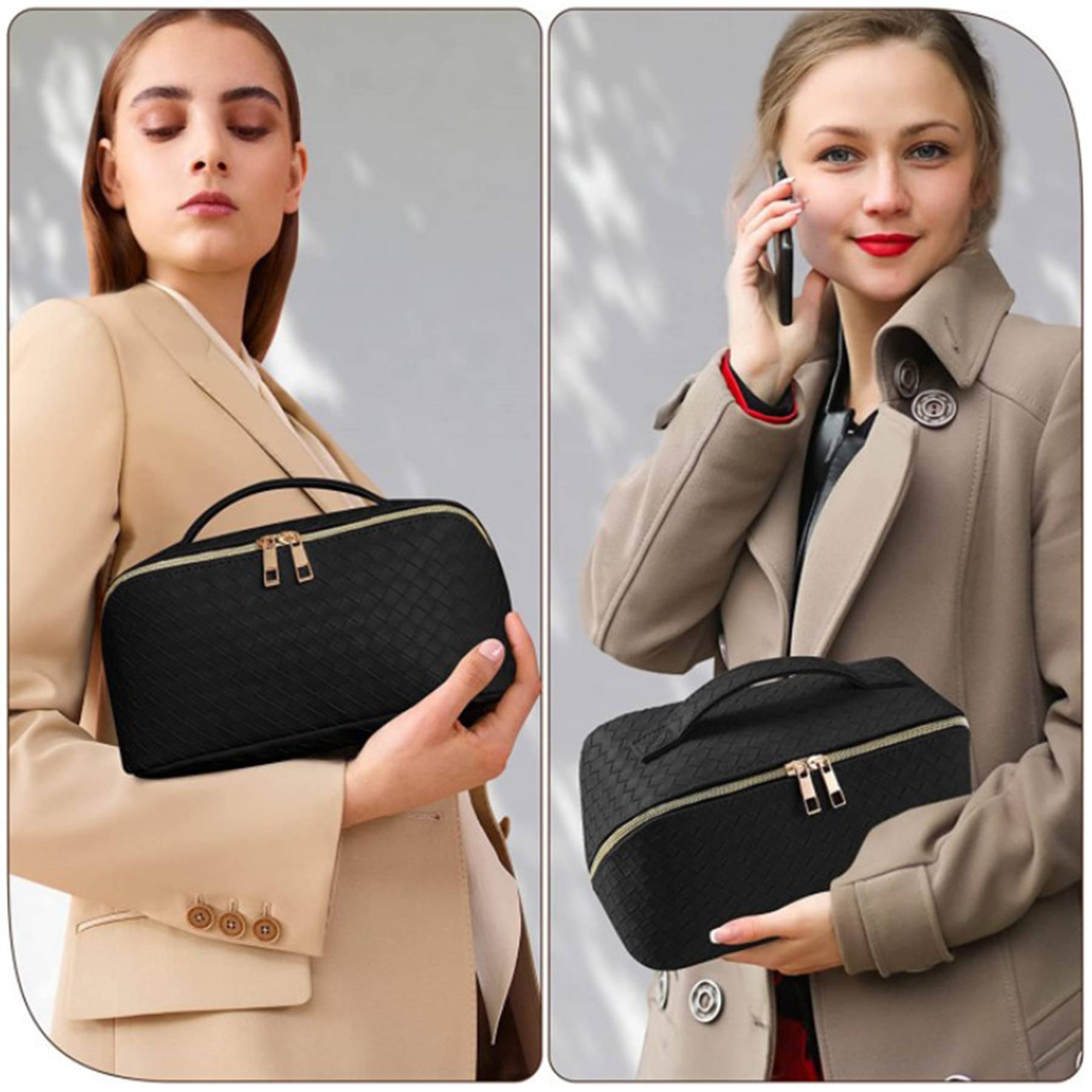 Leather Portable Waterproof Women Travel Makeup Bag 5