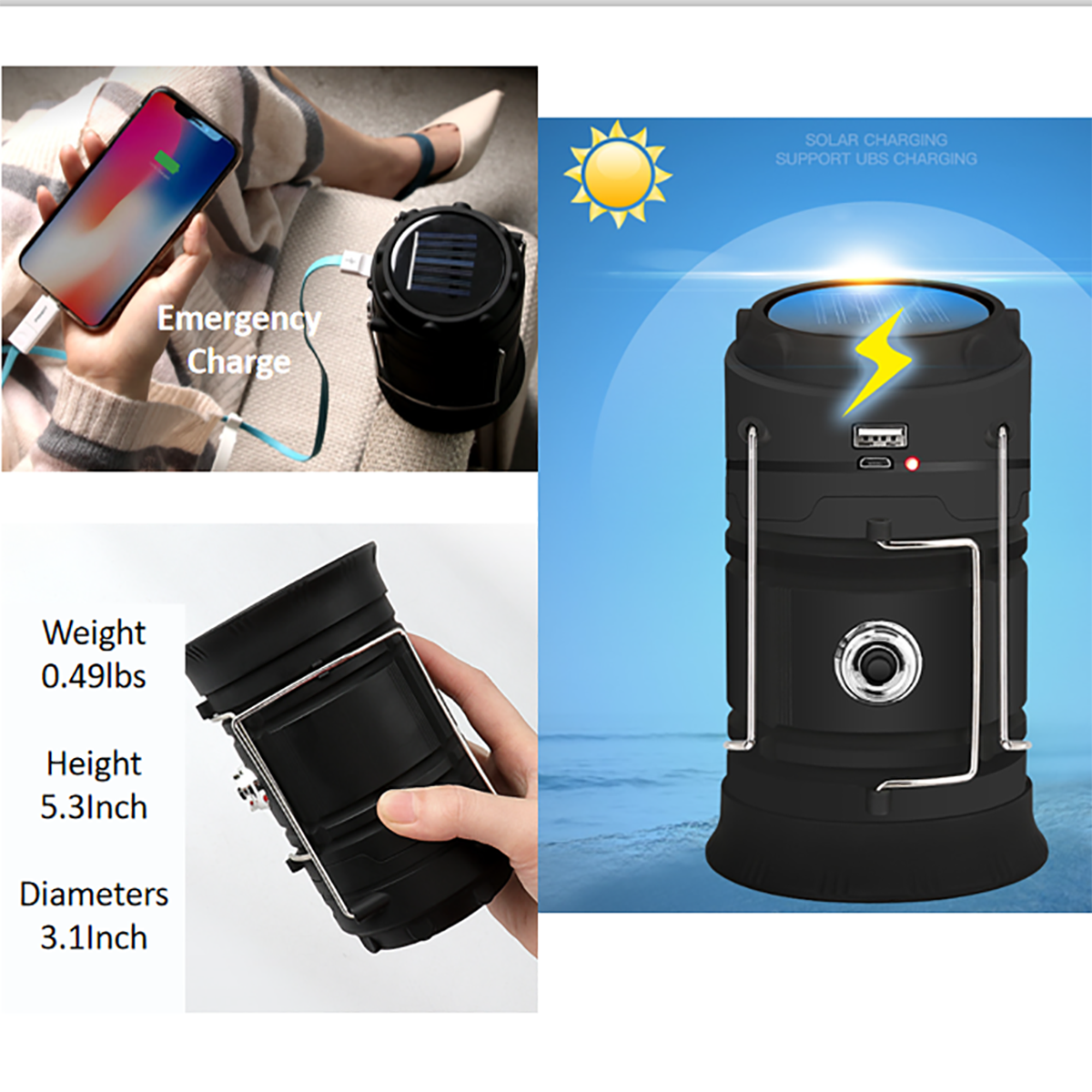 Camping Lantern Solar Rechargeable 3