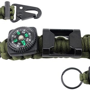 Durable Rope Key Chain With Whistle Flint And Compass 1