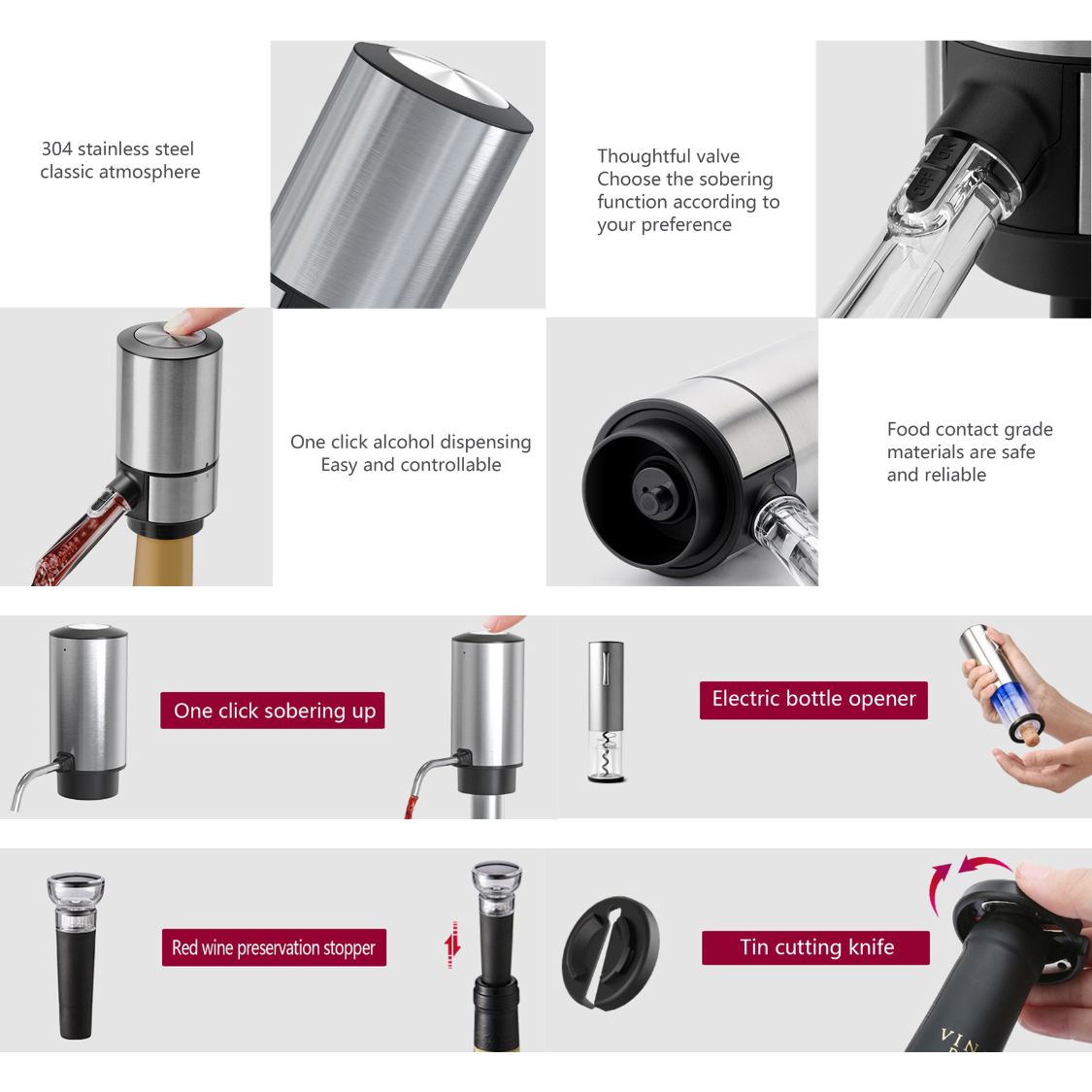 WineVault Automatic Opener, Aerator, Pourer & Preserver Set 7