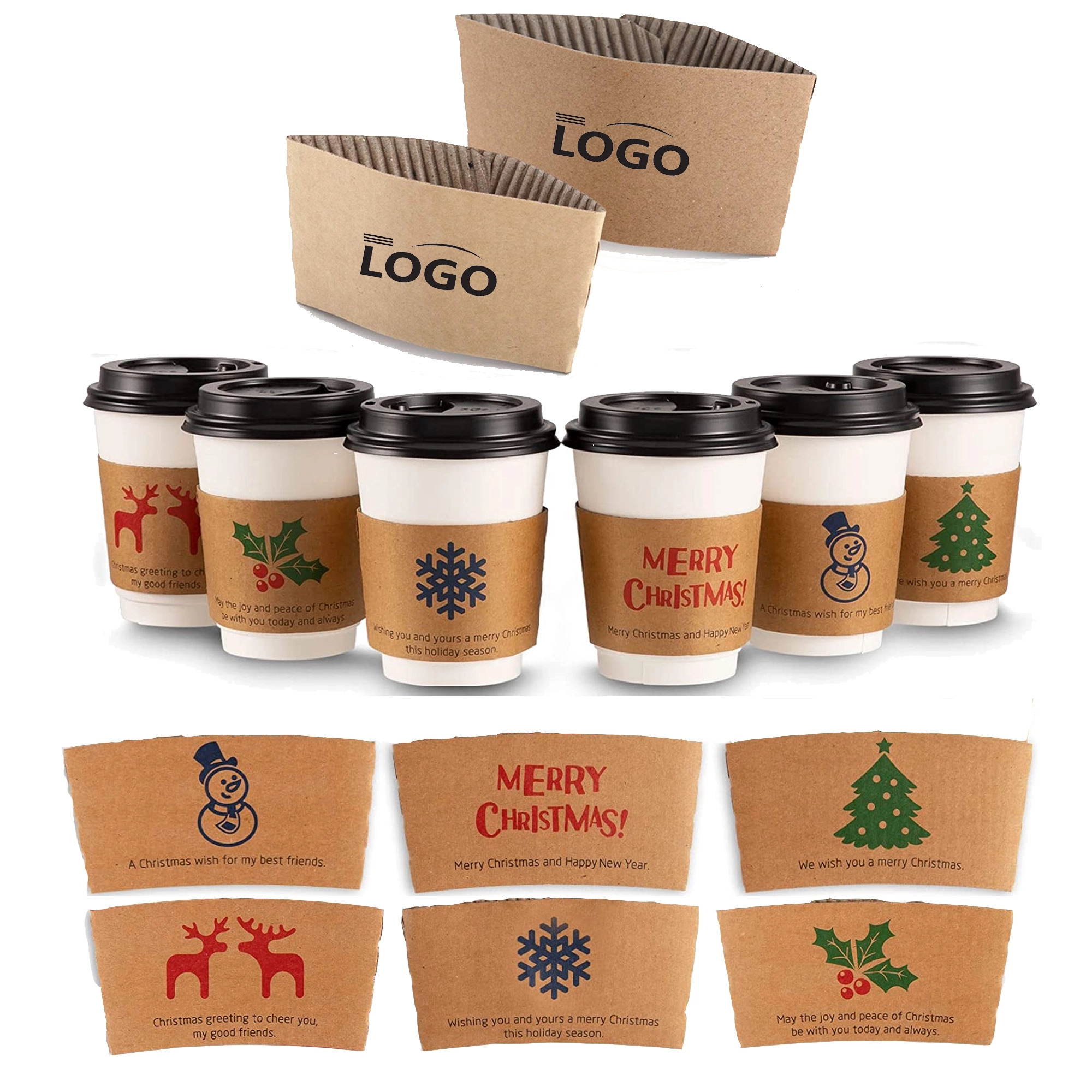 Kraft Paper Cup Sleeve Fits 12-16oz 1