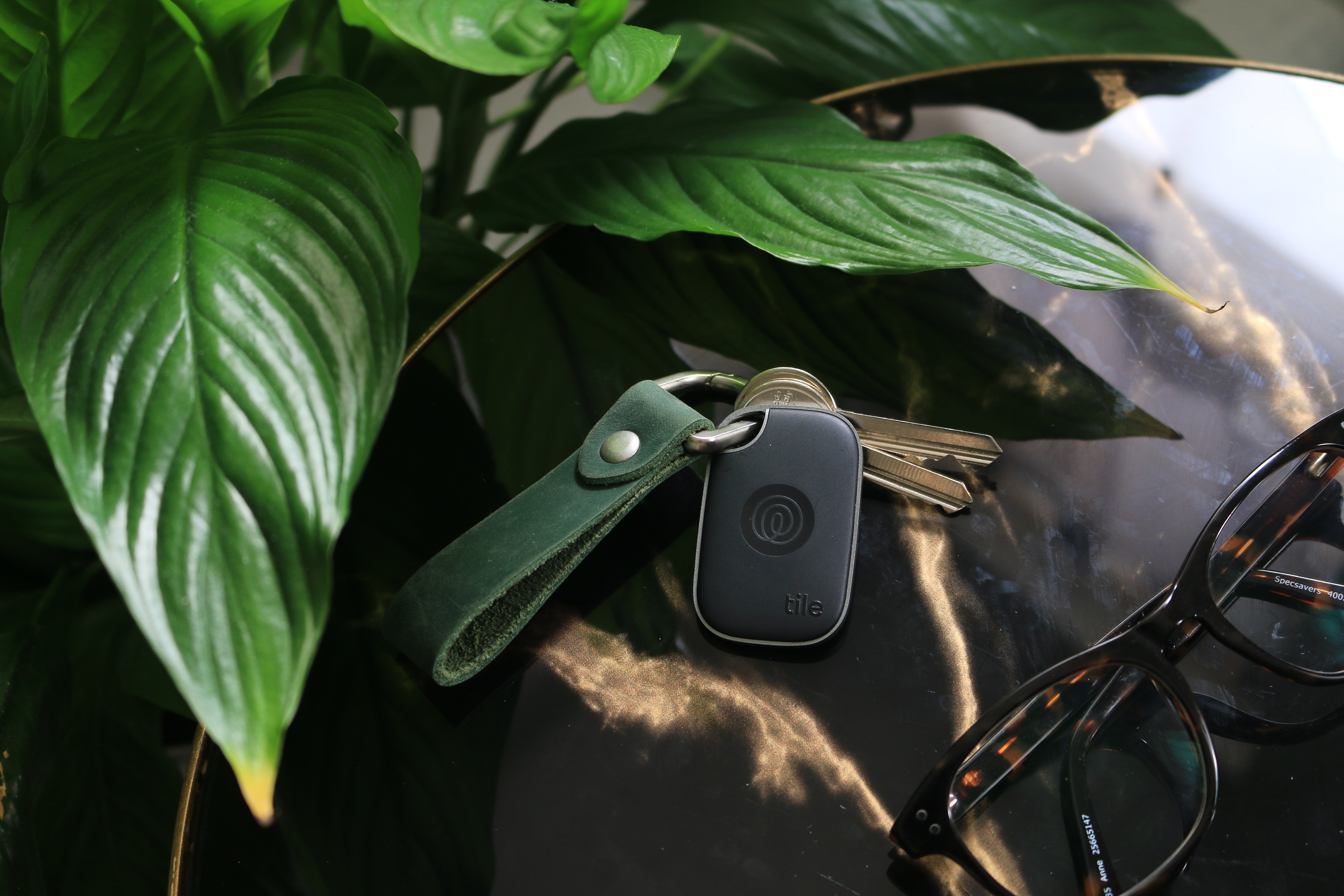 New Tile Mate with Full Grain Leather Key Fob 21