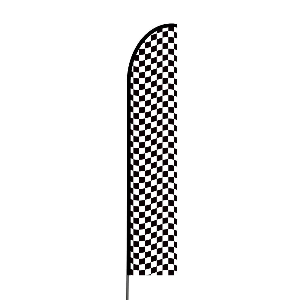 Wavy Checquered (Black & White) Flag Kit 15' Feet Feather Flag Sign Outdoor Banner 2