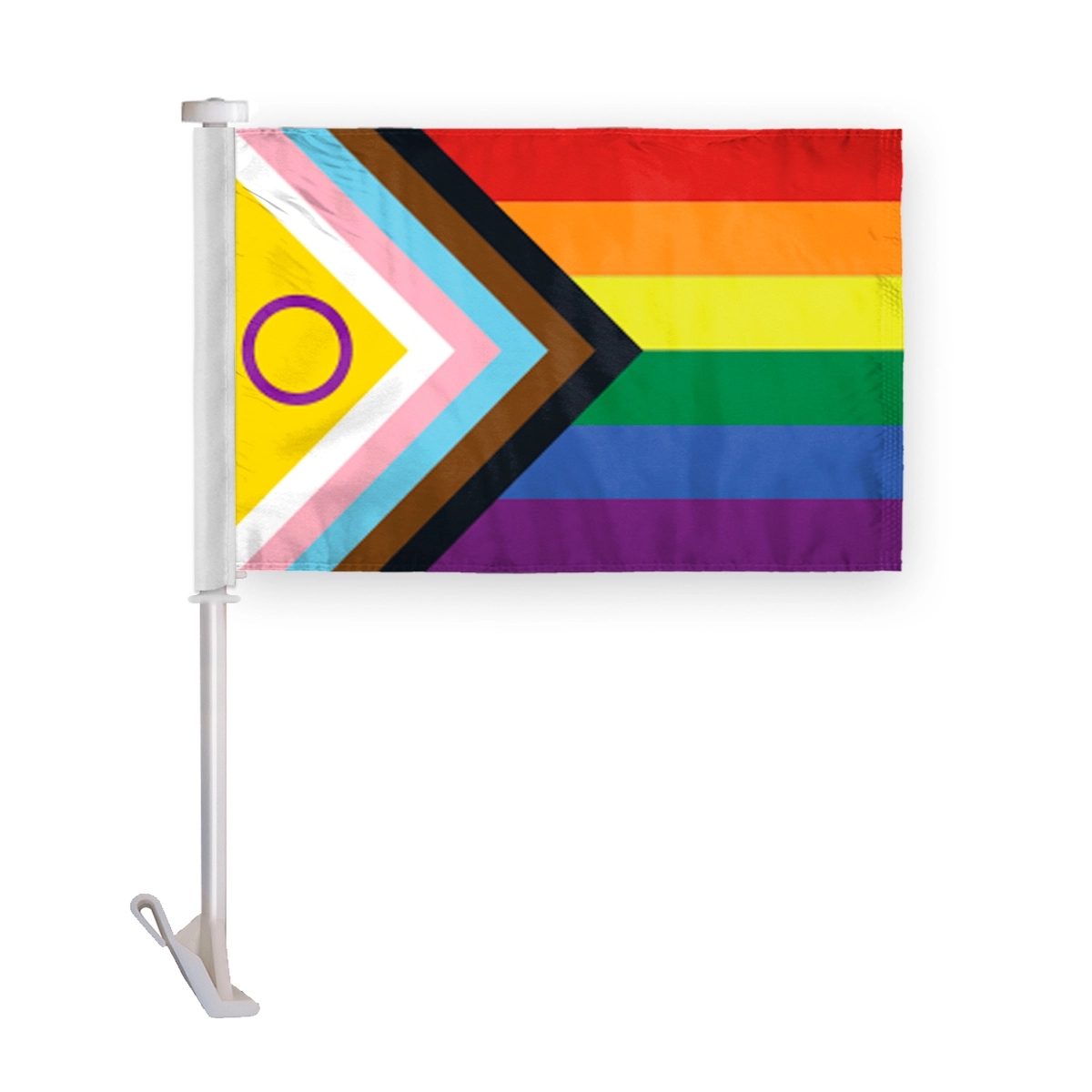 10.5" x 15" wPoly Intersex Progressive Pride Premium CarFlag 2