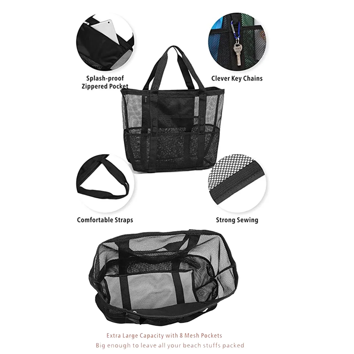 8 Pockets Lightweight Mesh Shower Tote Bag Organizer Caddy 6