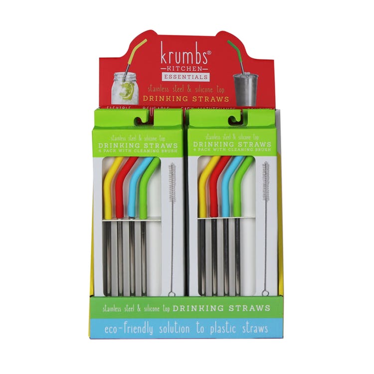 Stainless Steel Straws with Silicone Tips - Assorted 4 Pack 2