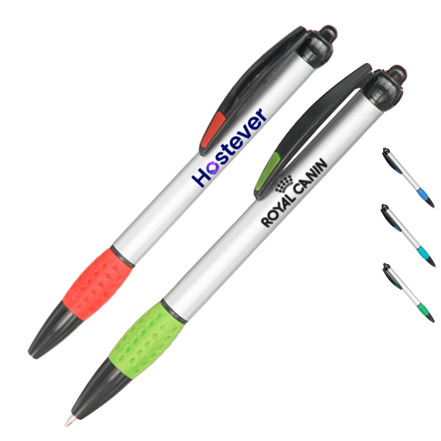 Promotional Plastic Pens w/ Colorful rubber grips Metal Pen 3