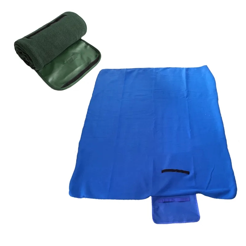 Fleece Roll-Up Blanket With Pocket Flap 1