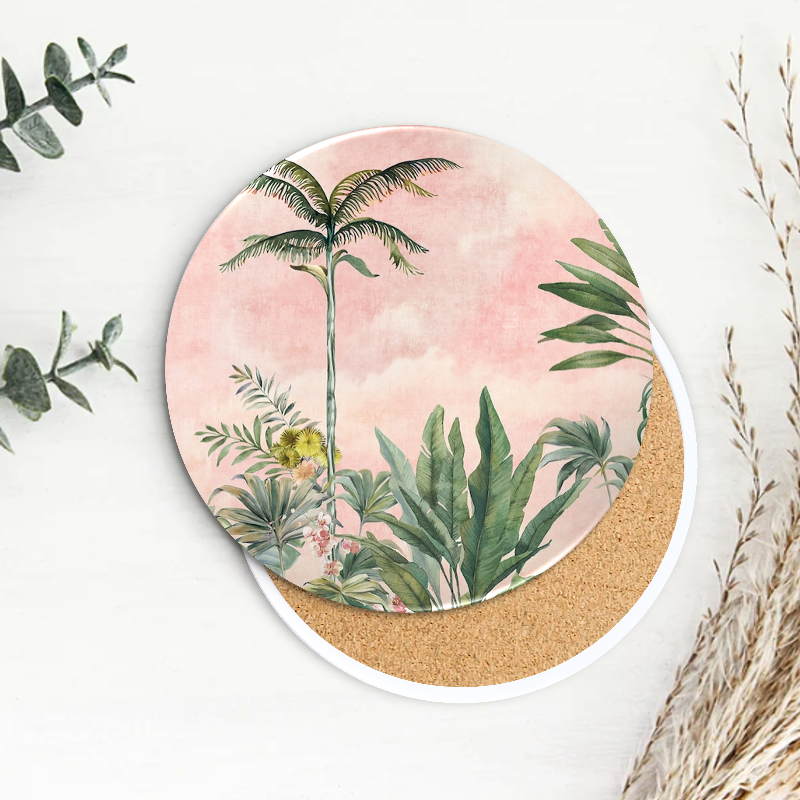 Semi-Gloss White Ceramic Round Coaster 7