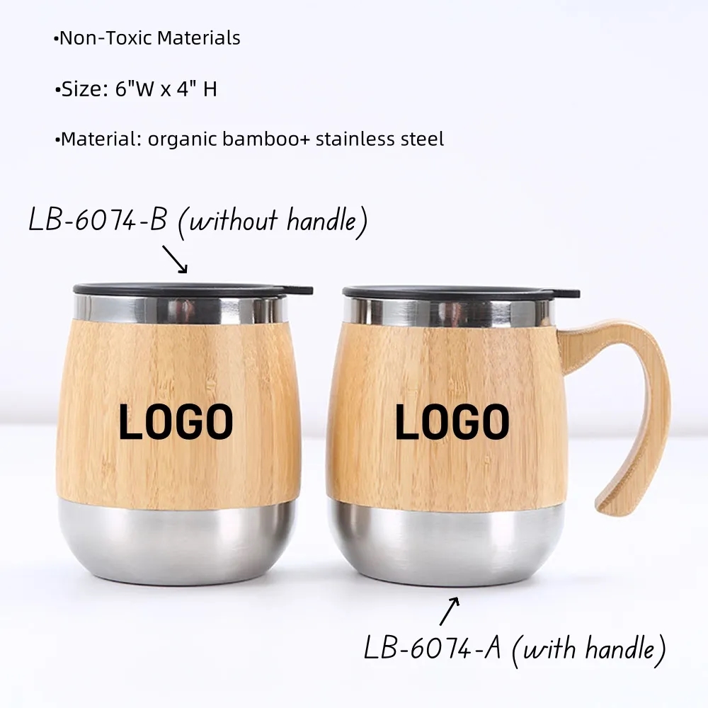 Stainless Steel Bamboo Coffee Mug Travel Tumbler with Lid 4