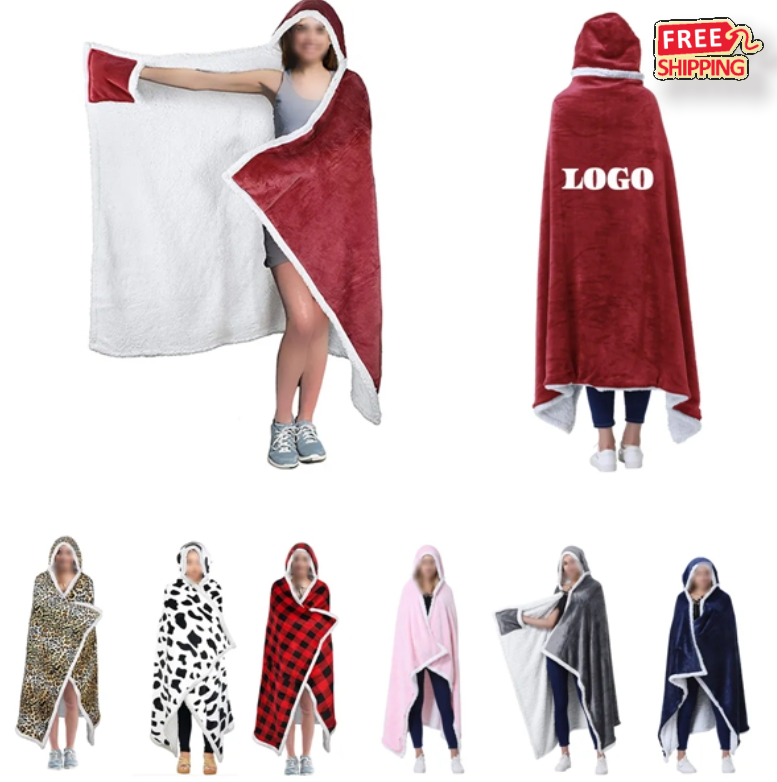 Sherpa Wearable Hoodie Blanket, custom hoodie or sweatshirt with logo imprint 5