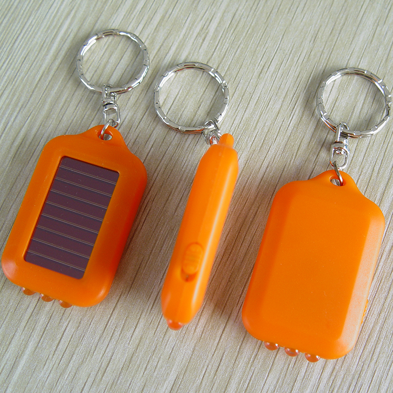 Solar Powered Flashlight Keychains w/Sided Button 4