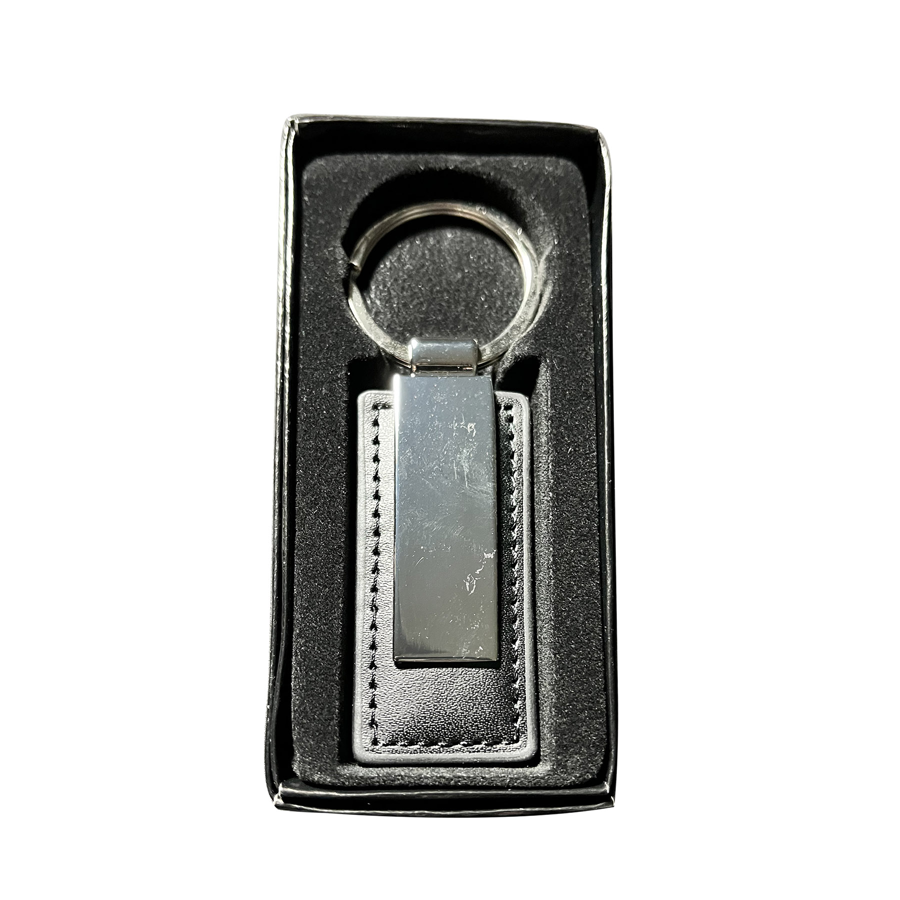 Leatherette with Rectangular Metal Shiny Key Tag 4