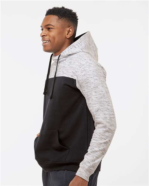 Men's Mélange Fleece Colorblocked Hooded Sweatshirt - 8676, custom hoodie or sweatshirt with logo imprint 17