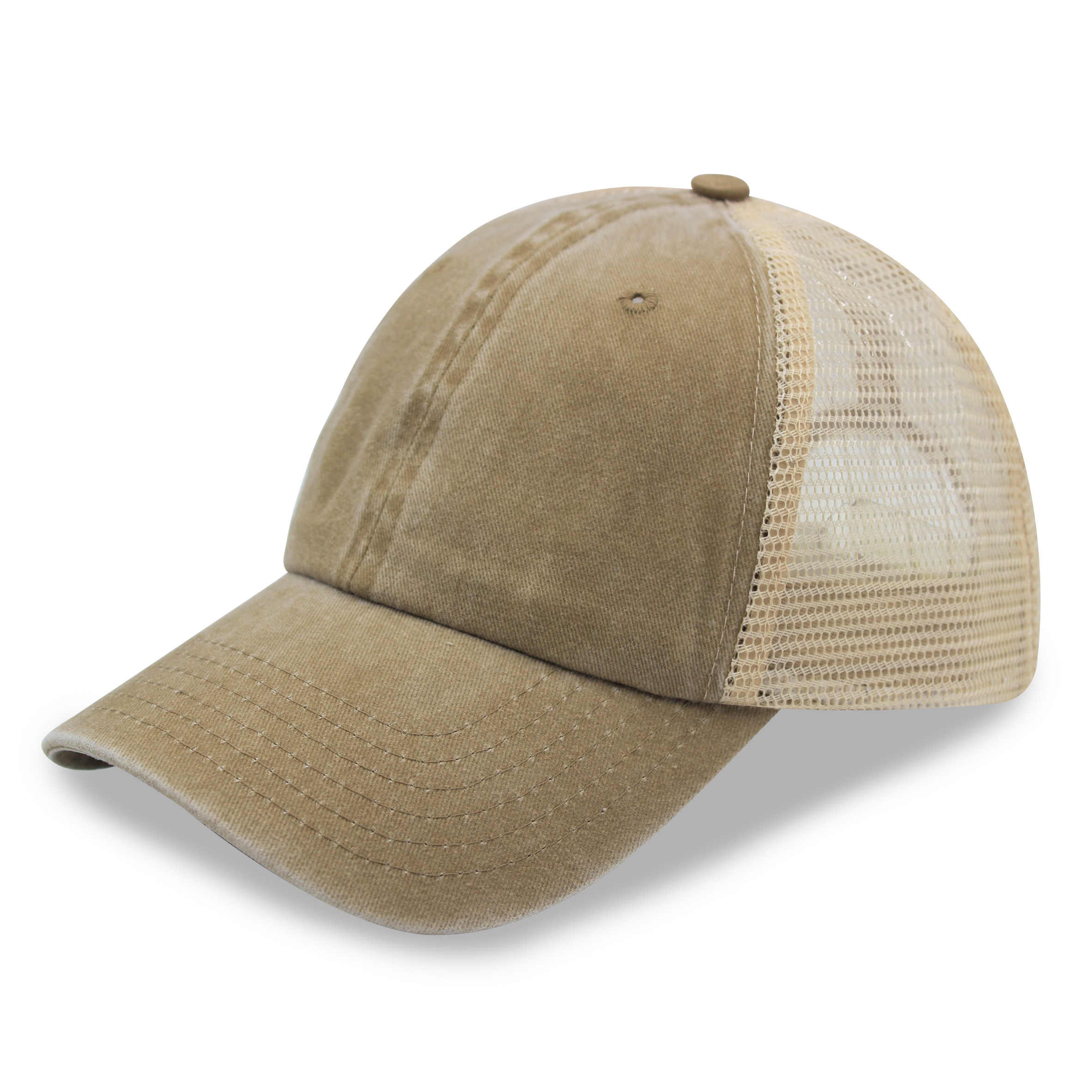 Pre washed Pigment Dyed Soft Mesh snapback trucker cap