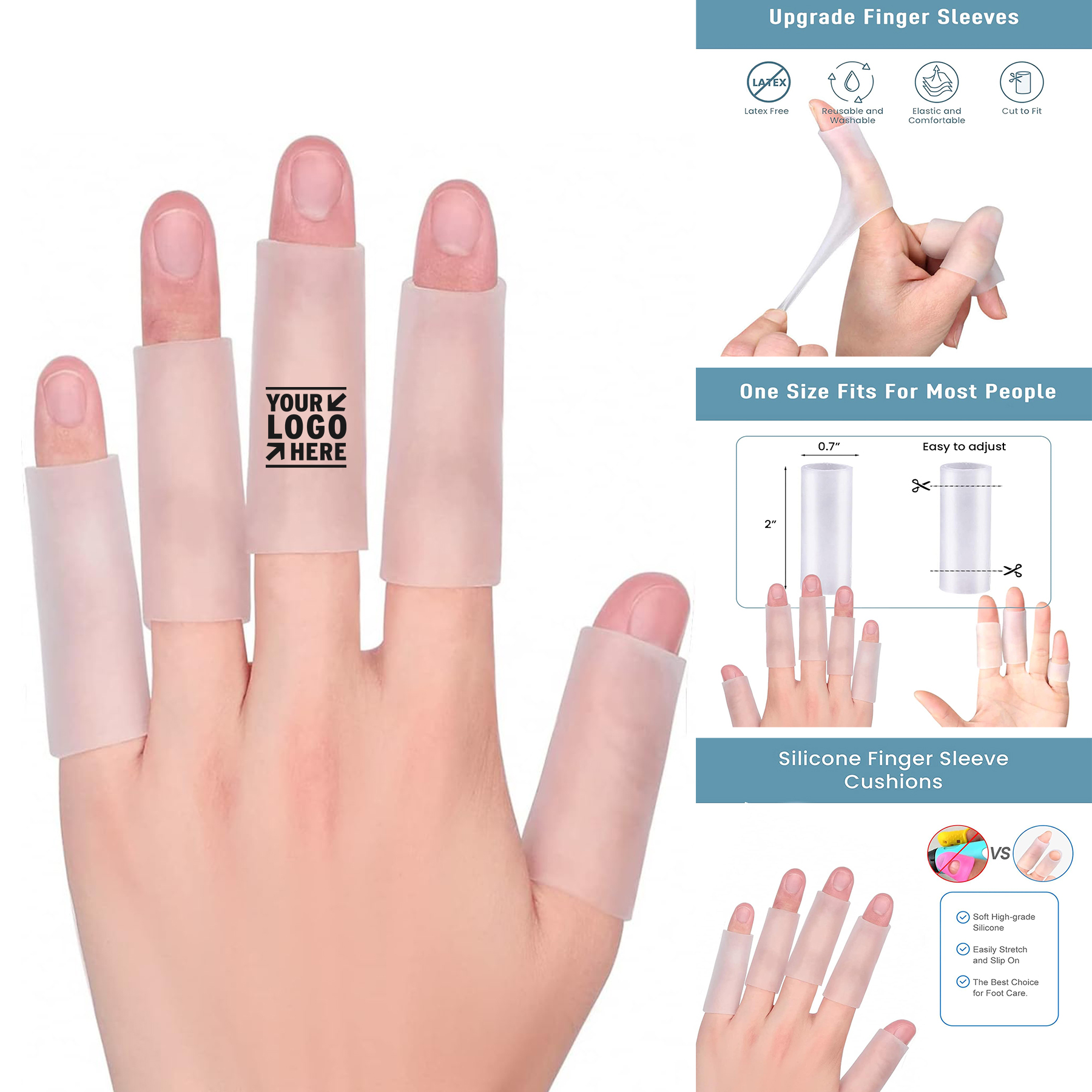 Silicone Gel Finger Sleeve Protectors Relief for Finger Cracking Corns Blisters 2