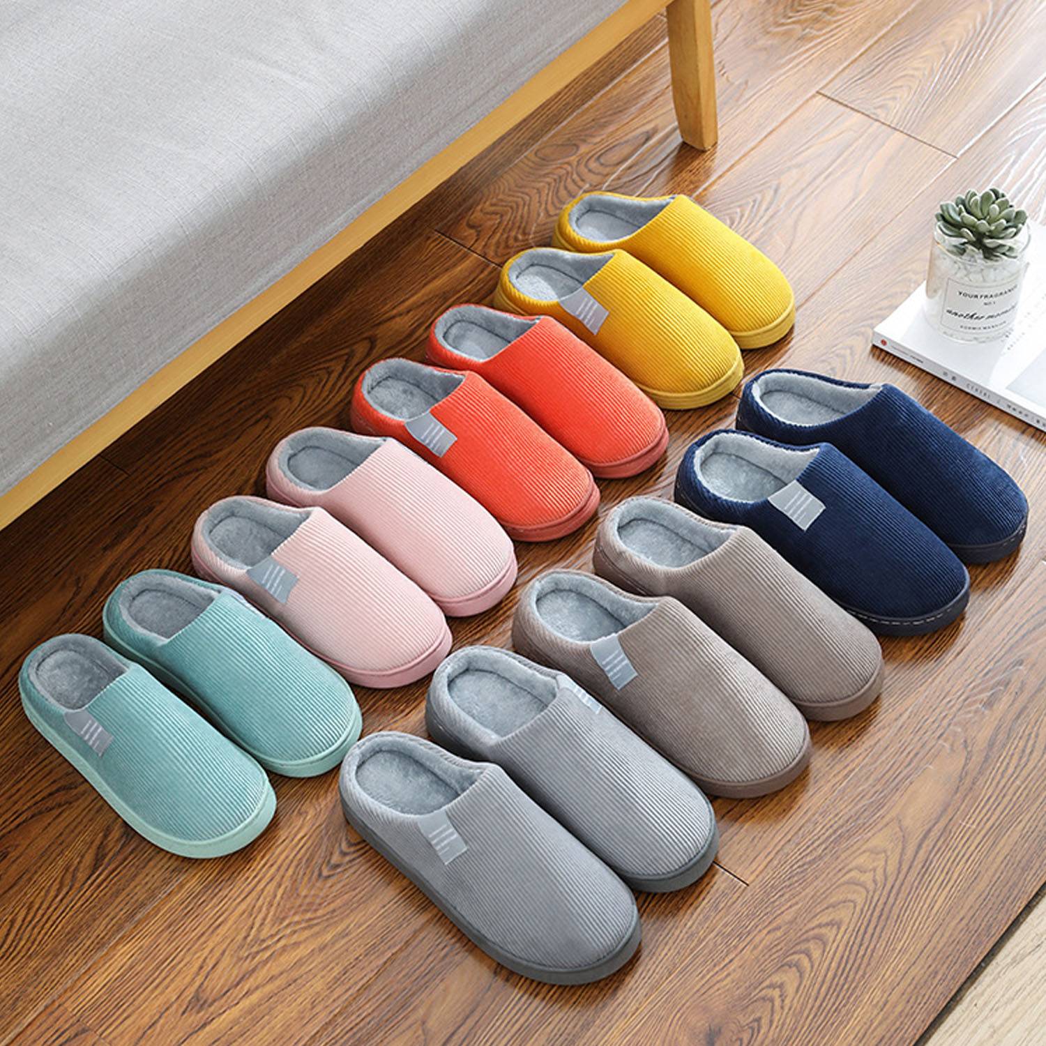 Solid-colored Plush Warm Slippers 4