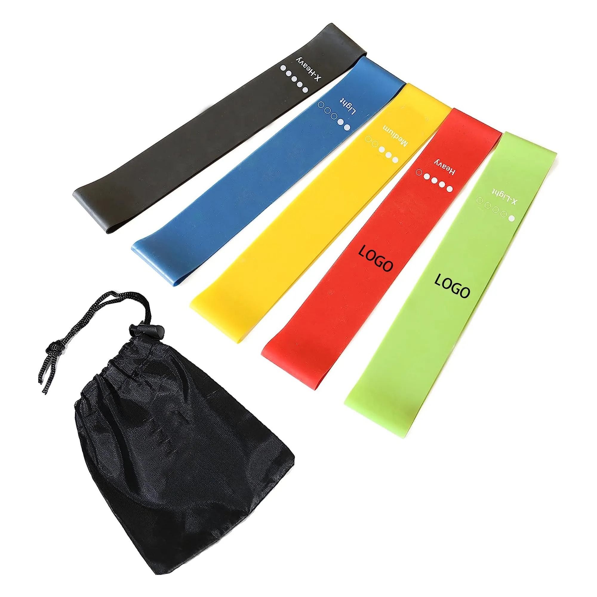 MOQ 50sets Set Of 5 TPE Yoga Training Resistance Bands 3
