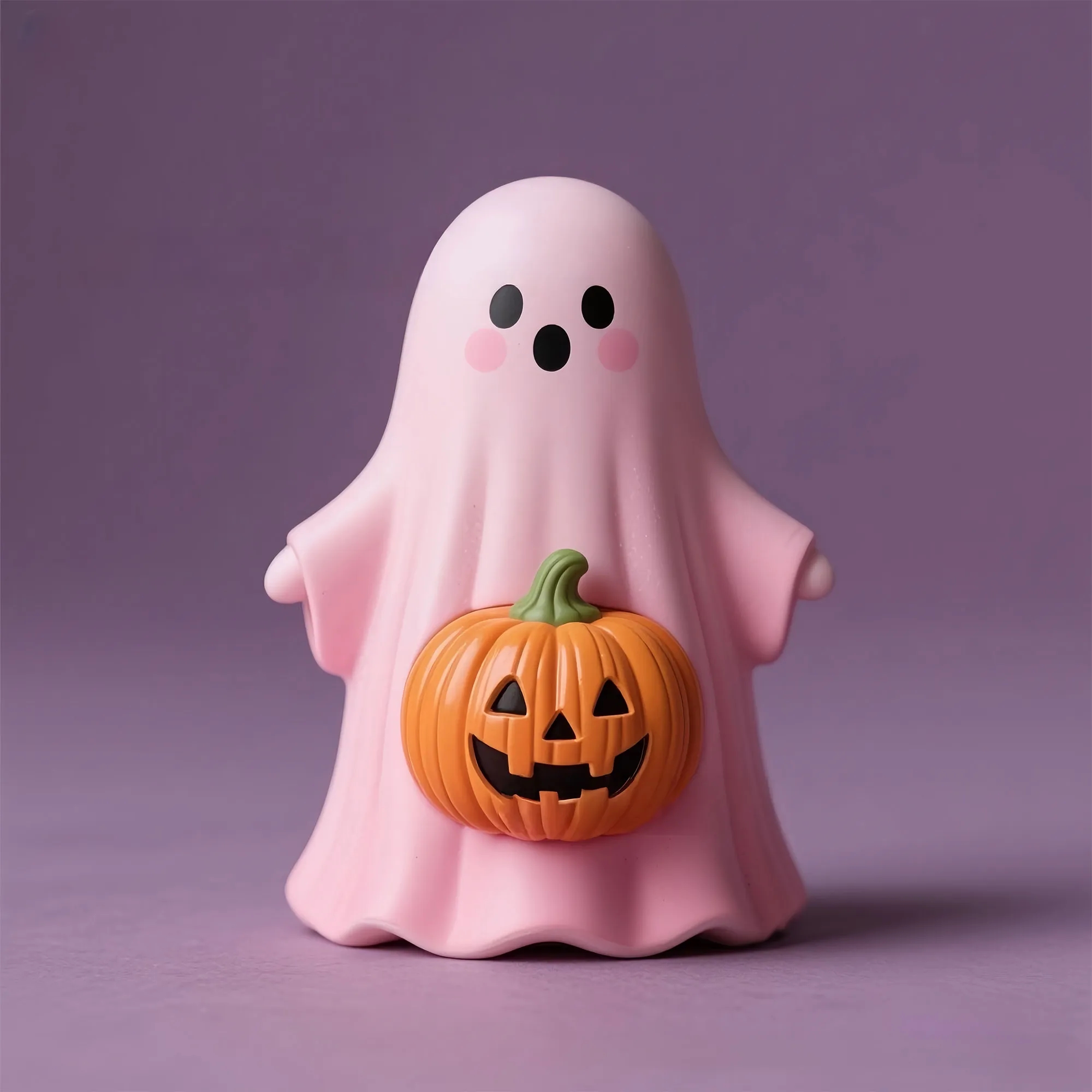 Adorable Pink Ghost Pumpkin Resin Halloween Decor 1