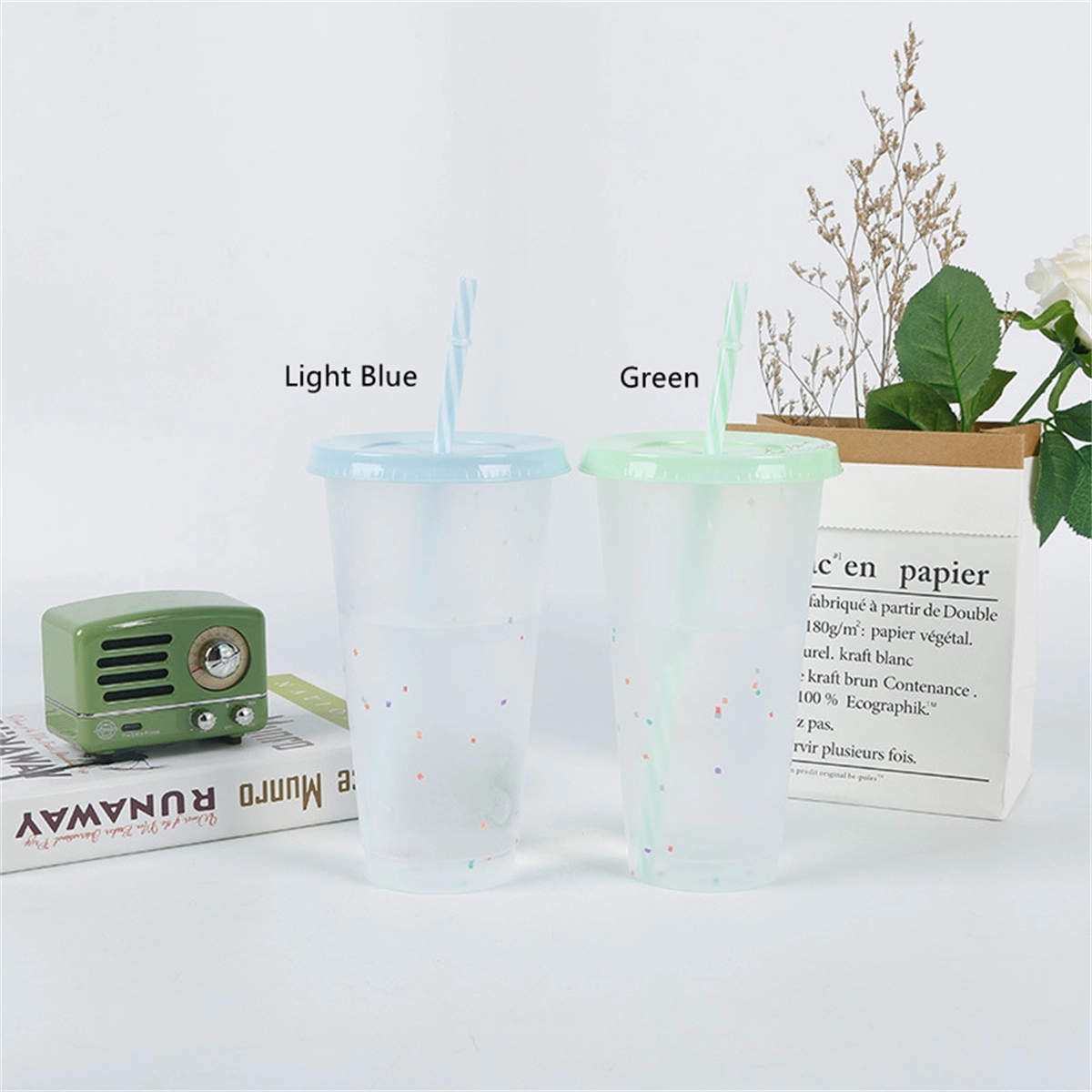 24 Oz Confetti Cups Color Changing Tumblers With Straw 3