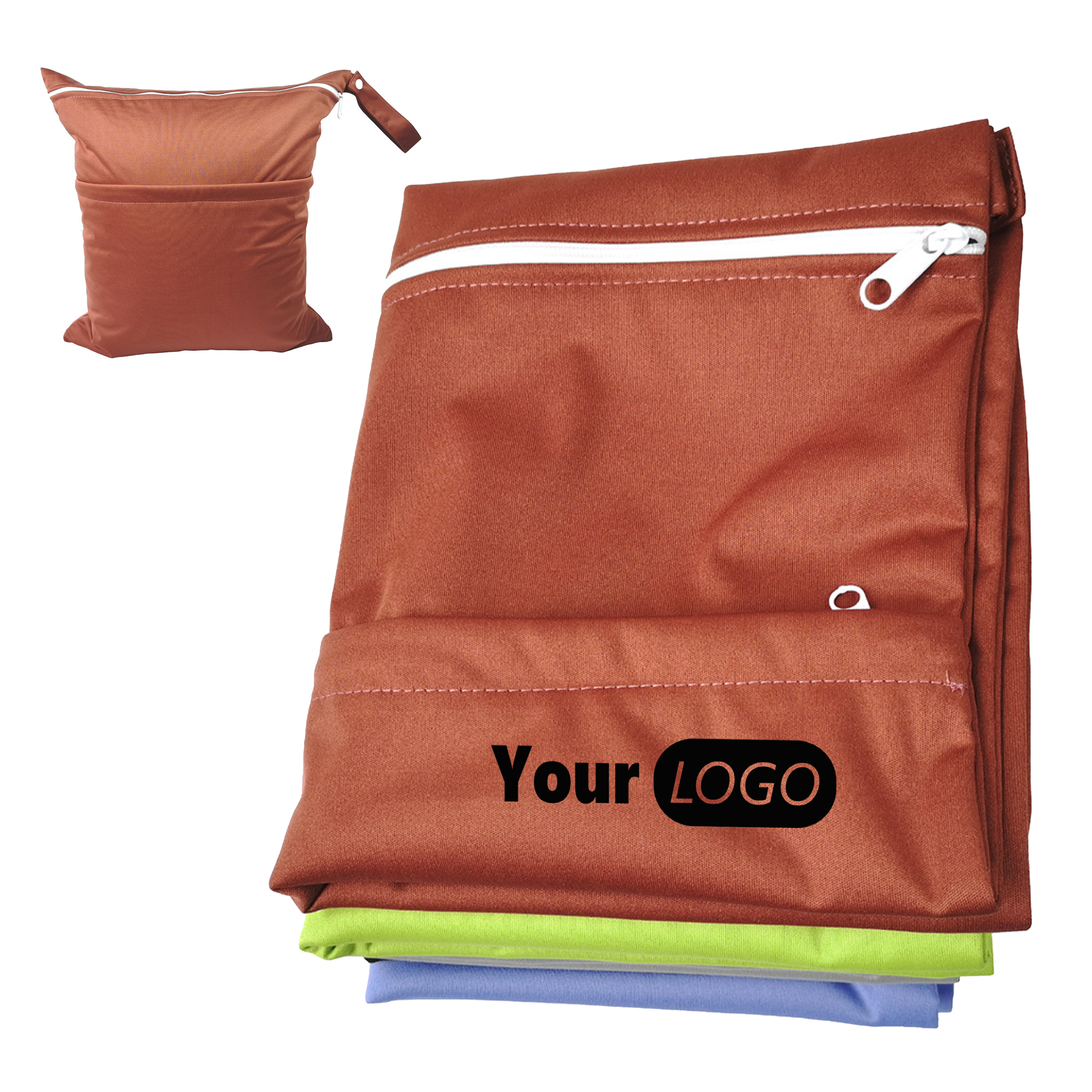 Other Fabric Solid Color Double Zipper Diaper Bag 2