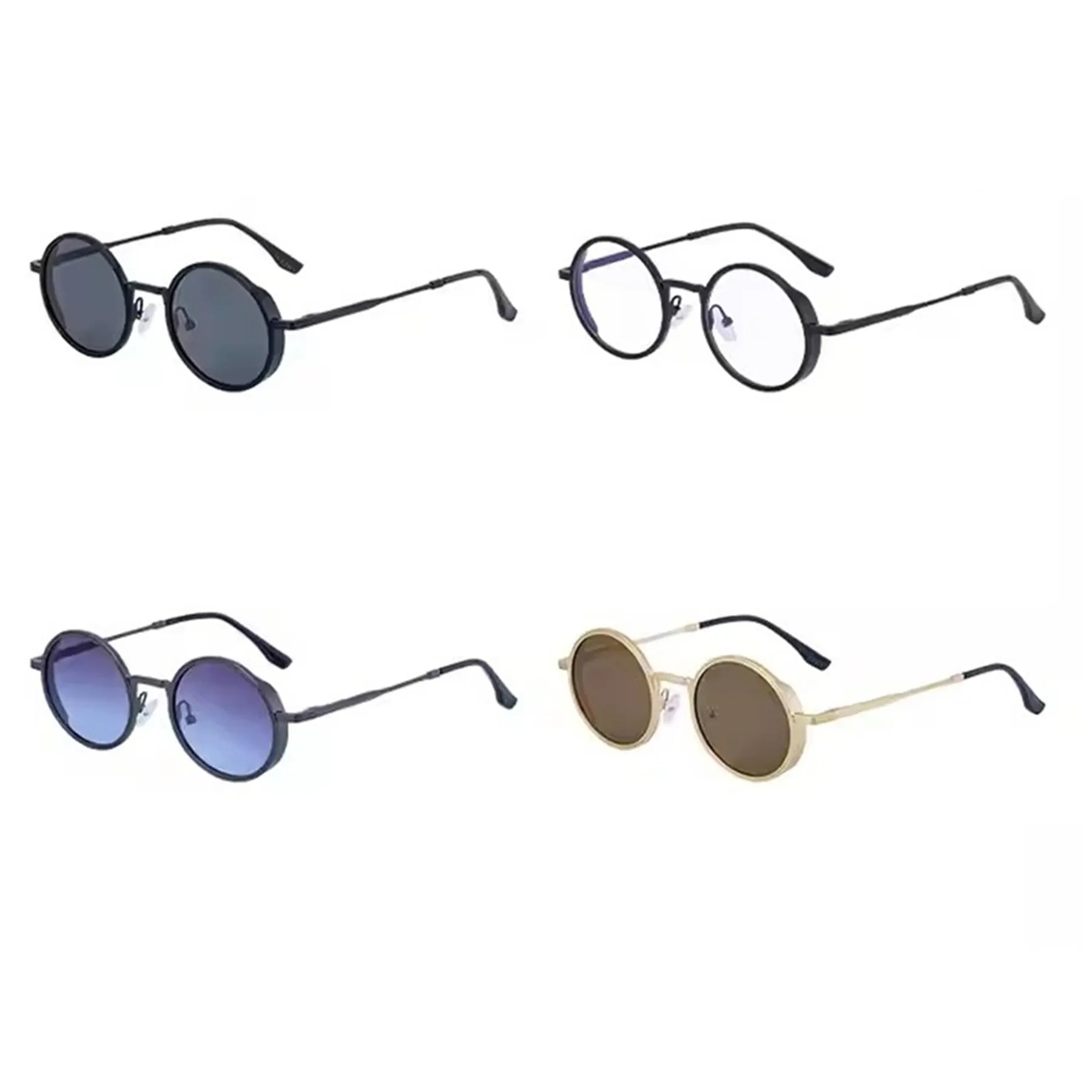 Vintage Punk Style Round Metal Frame UV400 Shades Sunglasses 8