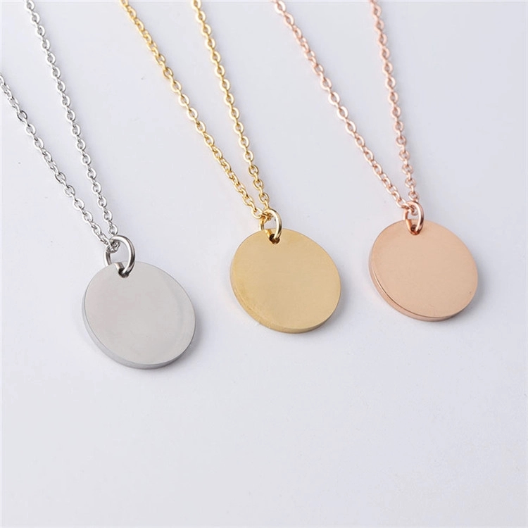 Personalized Engraved Stainless Steel Necklace -Round 3