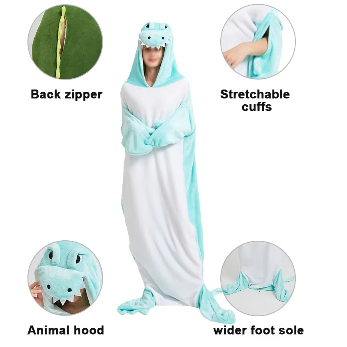 Adult Cartoon Design Long Sleeved Flannel Romper Warm Onesie Pajama 2