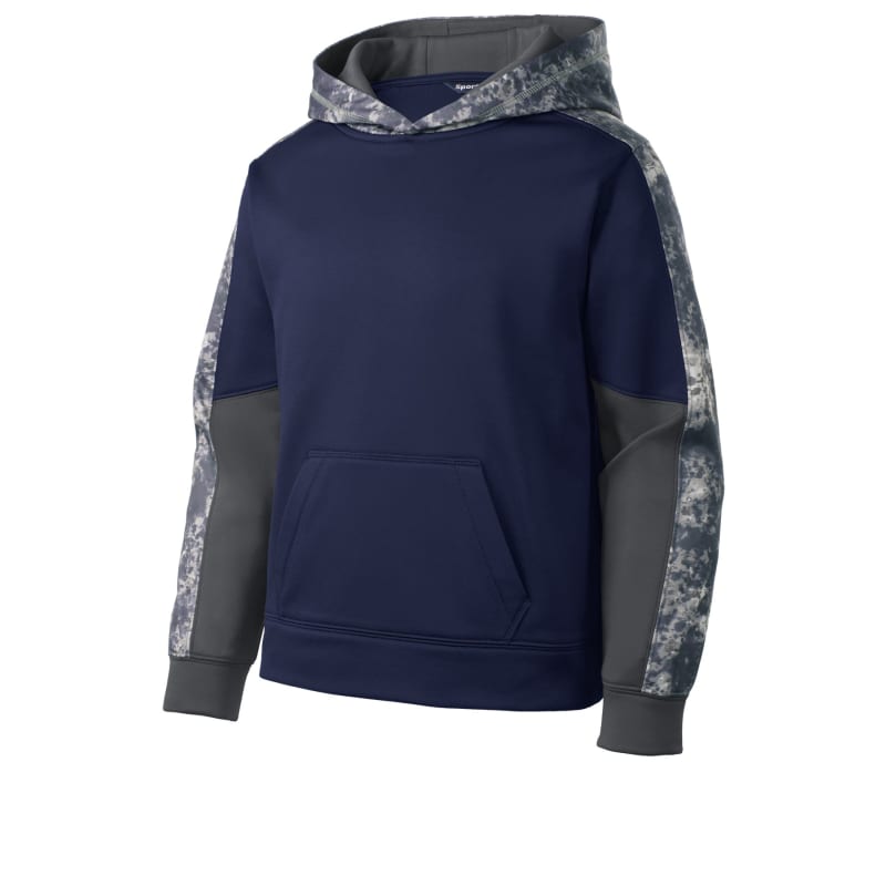 Sport-Tek Youth Sport-Wick Mineral Freeze Fleece Colorblock Hooded Pullover. 20