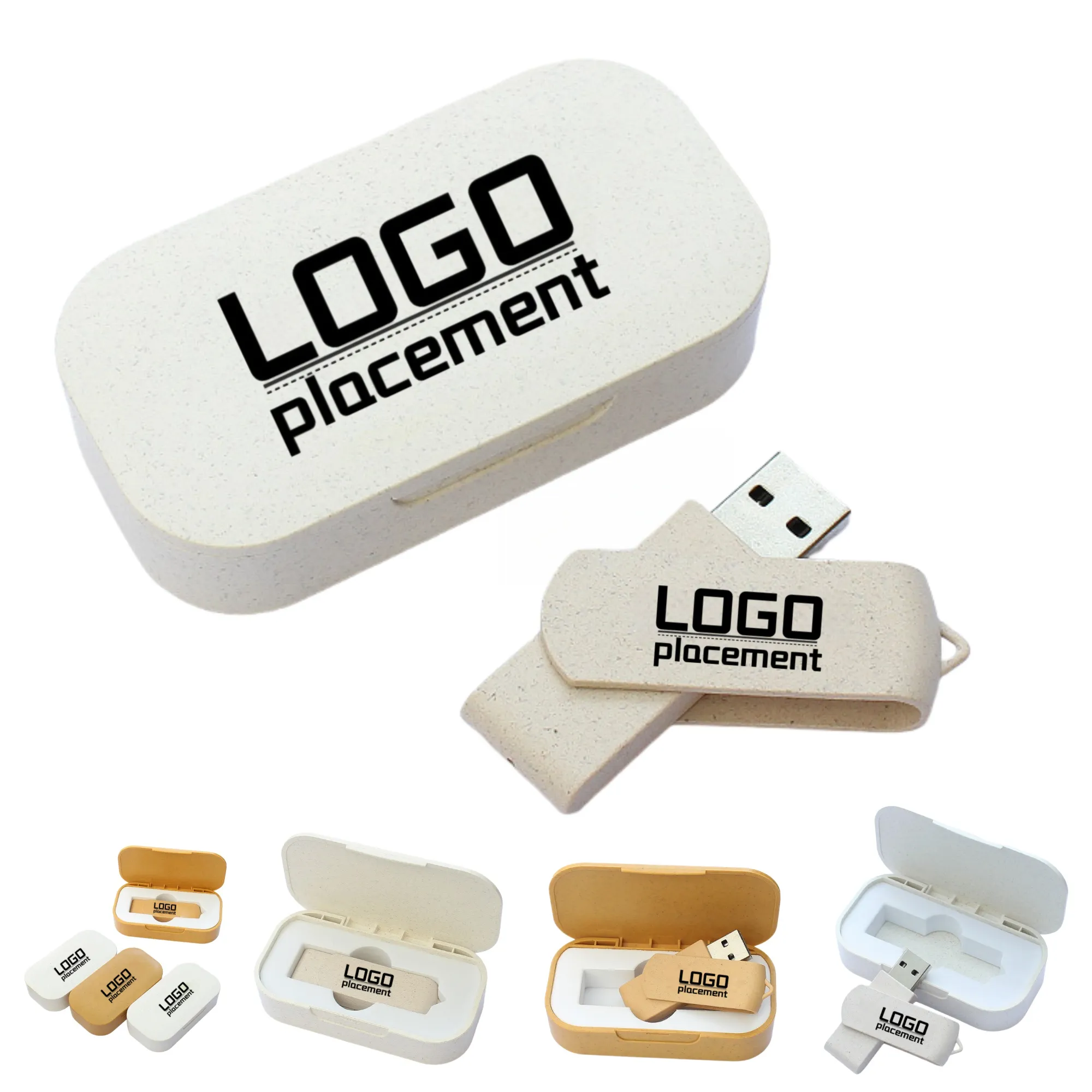 Wheat Straw 16G USB Flash Drive Set With Custom LOGO 3