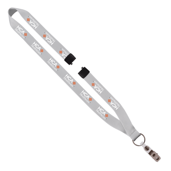 3/4" Polyester Lanyard with Sewn Silver Metal Split-Ring 120