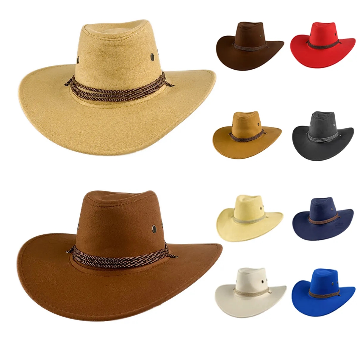 Fashion National Retro Drawstring Jazz Western cowboy hat 6