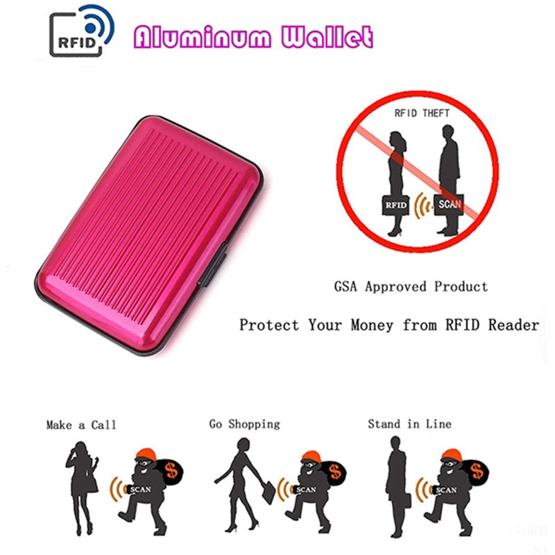 RFID-Blocking Aluminum Colorful Wallet Credit Cards Holder 2