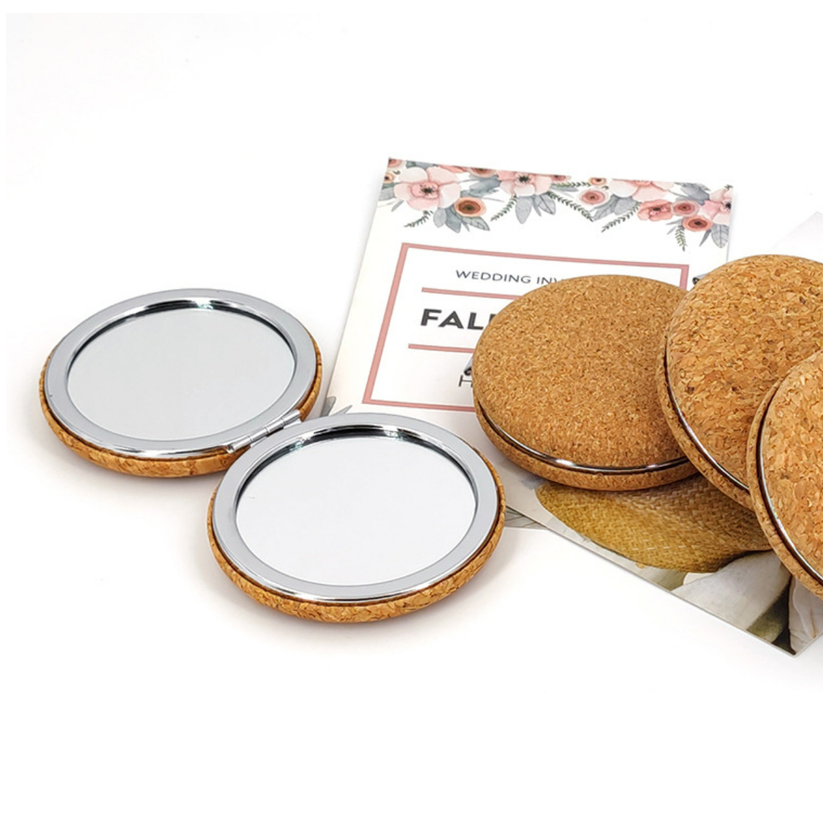 Eco-Friendly Cork Portable Compact Cosmetic Mirror 3