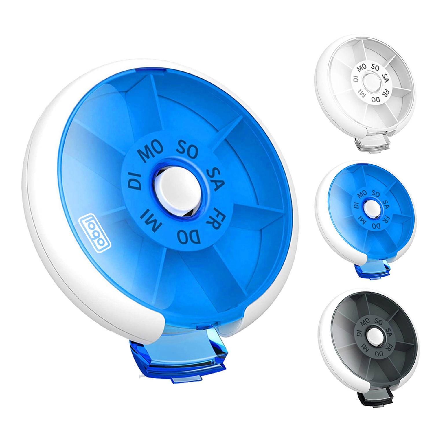 7-Day Round Push-Button Weekly Pill Organizer 7