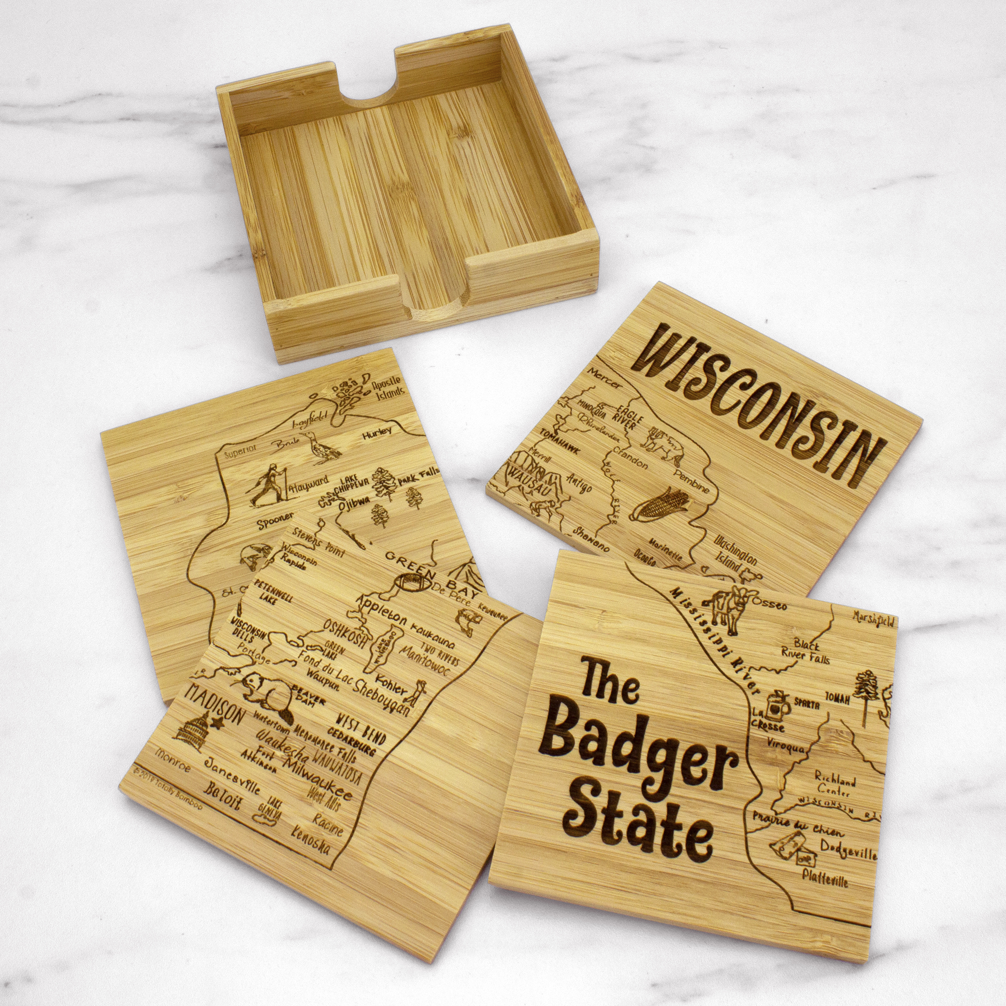 Wisconsin State Puzzle Coaster Set 5