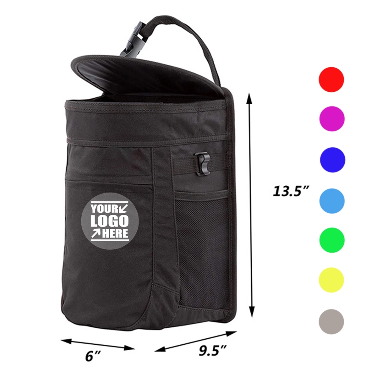 2.5 Gallon Spill-Proof Car Trash Can Hanging Garbage Bin 3