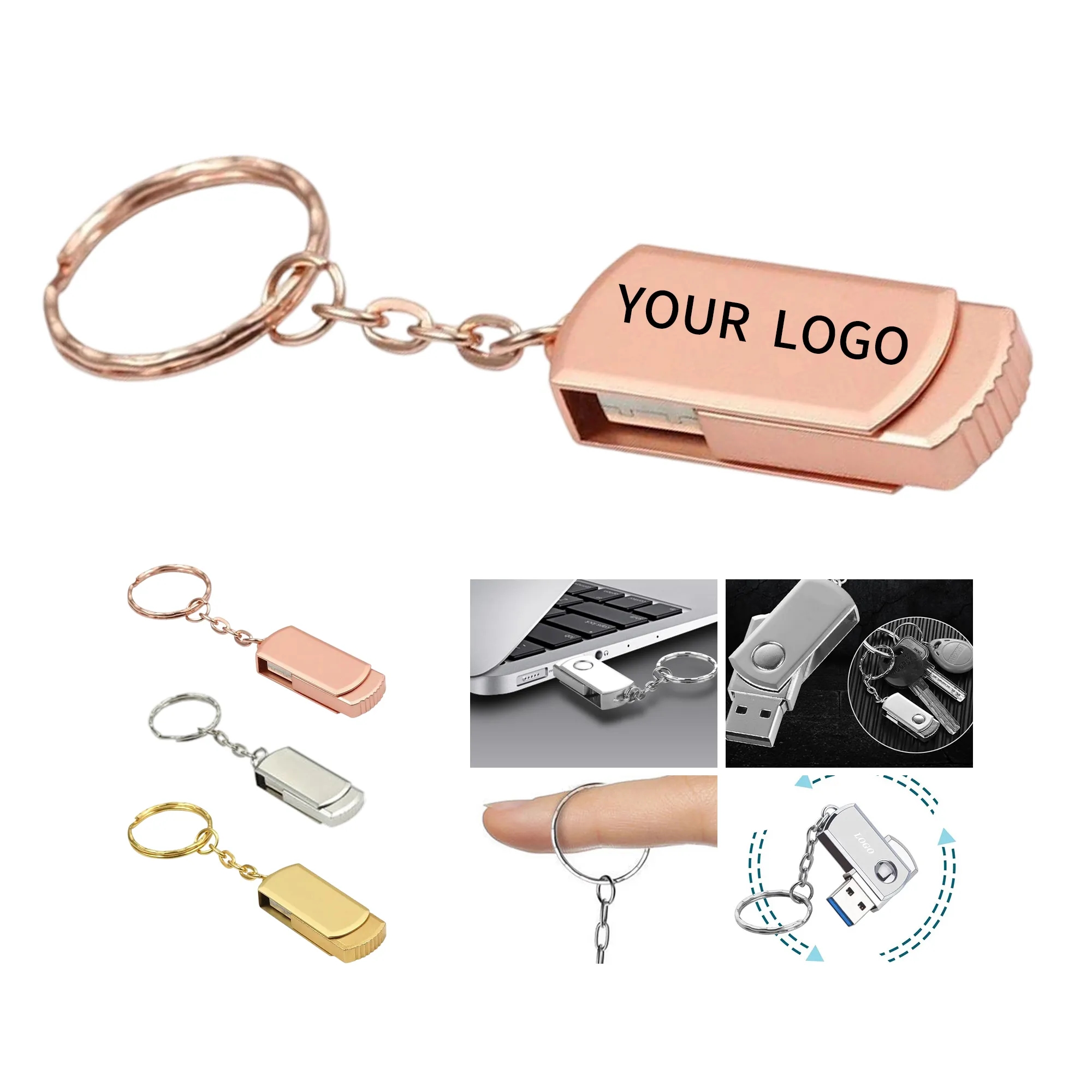 4 GB Metal USB Flash Drive with Keychain 2